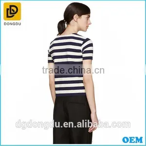 Stripe Simple 100% Cool Cotton Tee Shirts With High Quality thumbnail-3