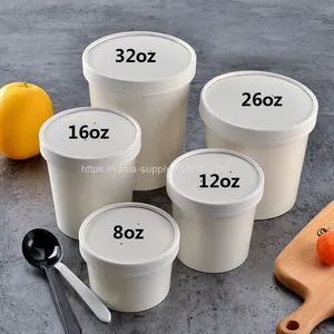 16 oz Paper Soup Bowl Disposable White Salad Bowl Takeaway Storage Containers 12 oz Food Packaging thumbnail-1