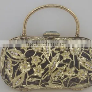 Brilliant Diamond Metal Frame Luxury Evening Party Clutch Bag With Chain For Women thumbnail-1