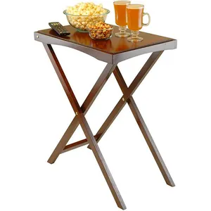 Bamboo Dining Tray Wooden Coffee Table Folding TV Tray Table Set Breakfast Table Wooden Tray thumbnail-5