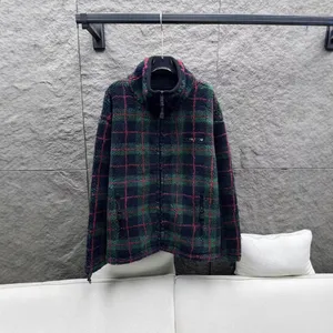 Jacquard Sherpa Fleece Fabrics With Checkred Design for Garment thumbnail-3