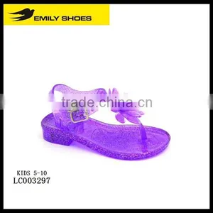 Kid's Jelly Purple Sandal With Flower thumbnail-1