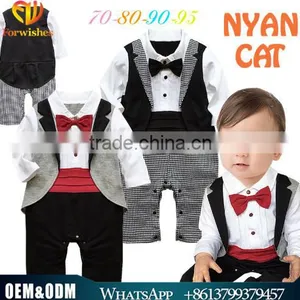 2016 Hot Sale Spring & Autumn Kids Clothes Gentleman Organic Cotton Fake 2pcs Jumpsuits 2 Color Handsome Boy Kids Rompers thumbnail-1