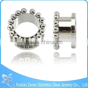 New Design Body Piercing Jewelry Stainless Steel Ear Tunnel With Beads thumbnail-3