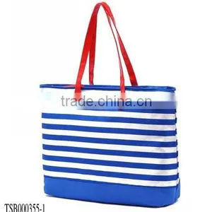 2016 New Designer Big Size High Quality Canvas Navy Blue Stripes Shoulder Bags Quality Choice thumbnail-2
