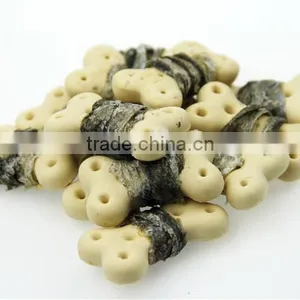 Wholesale Natural Dry Fish Skin and White Biscuit Wraps Pet Dog Snack thumbnail-2
