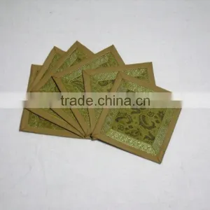 Indian Silk Table Runner With 6 Place Mats & 6 Coaster in Light Green Color Size 16*62 thumbnail-3