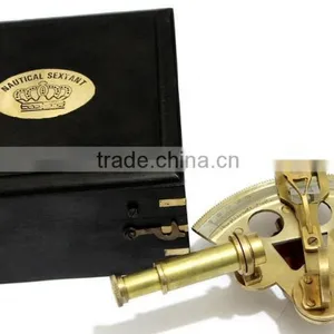 Buy Antique Brass Shiny Marine Nautical Sextant- Small NAUTICAL SEXTANT REPLICA With Black Wooden Box 1027 thumbnail-3