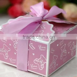 BC017- Simple Style Favor Wedding Paper Candy Boxes With Ribbon thumbnail-2