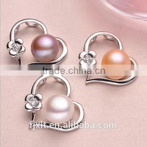 10-11mm Silver Plated Platinum AAAA Grade Pearl Clover Pendant Necklace thumbnail-3