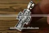 Silver Orthodox Cross Pendant St. Nicholas. Jerusalem Jewelry. thumbnail-3