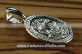 Silver 925 Oval Pendant Icon of St. Mary. Russian Style. Burnished Silver thumbnail-4