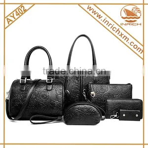 China Wholesale Handbags 2016 Woman Fashion 6 Pieces Leather Handbag Set thumbnail-3