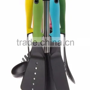 Food Grade 7 Piece Nylon Kitchen Utensil Set With Rotating Organizing Carousel Soft Handle thumbnail-1