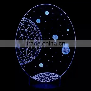 3D Optical Illusion Moon Scene Night Lamp Night Light 10 Colorful LEDs Ultra-thin Acrylic Light Panel AA Battery or DC 5V thumbnail-4