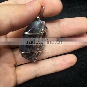 Natural Agate Stone Necklace Wiring Crystal Pendant thumbnail-5