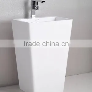 100% Acrylic Solid Surface Pedestal Basin,,Artificial Stone Freestanding Washing Basin thumbnail-2