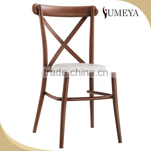 Wholesale Imitation Wooden Dining Chair Stackable Aluminum Bistro Chair thumbnail-5