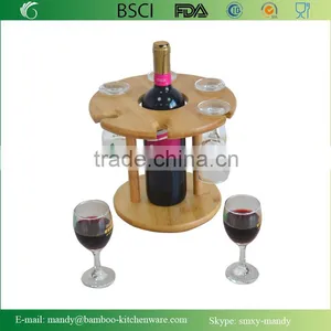 Bamboo Six Hole Red Wine Glass Holder Detachable Rack for 6 Cup and Wine thumbnail-1