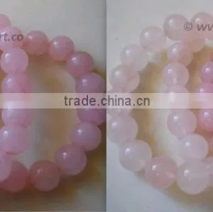 Pink Rose Quartz Plane Beads Bracelets thumbnail-1