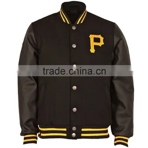 Wool Varsity Jacket / Wool With Genuine Cowhide Leather Sleeves Jacket / Wool With Genuine Sheep Leather Sleeves Jackets thumbnail-1