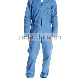 OEM 65% 00pyester 35% Cotton Anti Crinkle Blue Mechanic Long Sleeve Coverall High Quality Uniform thumbnail-1