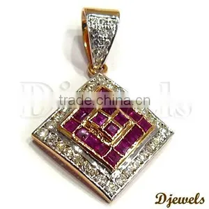 Turquoise Diamond Pendants, Diamond Gold Pendants, Diamond Jewelry thumbnail-1