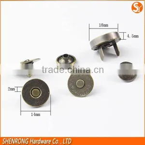 Wholesale Ultra Thin Antique Brass Rivet Metal Magnetic Buttons thumbnail-3