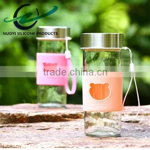 Cute Cat Shape Short Glass Bottle Silicone Cup Sleeve thumbnail-5
