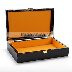 Chinese Factories Wholesale Custom High-grade PU Leather Gift Box, Black Crocodile Grain Packing Box thumbnail-3