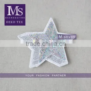 Hot Selling Custom 3d Star Pattern Sequin Patch Embroidery Trim Polyester Material for Wholesale thumbnail-1