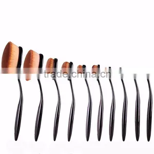 2016 Factory Offer WholeSale OEM New Fashion Girls Tops 10 Oval Make up Brush Set Cosmetic Toothbrush Makeup Brush thumbnail-6