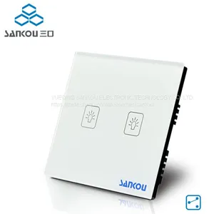 UK Standard DC12V/AC250V Two Gang Two Way Luxury Crystal Glass Panel Touch Light Switch thumbnail-1