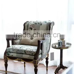 Vintage Style Castle Single Sofa Exquisite Hand Carved Wing Arm Sofa Imperial Gold Painted One Seat Sofa Chair thumbnail-2