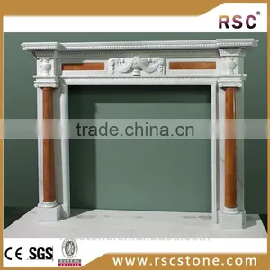 Electric Pillar Marble Fireplace With White Marble for Sale thumbnail-1