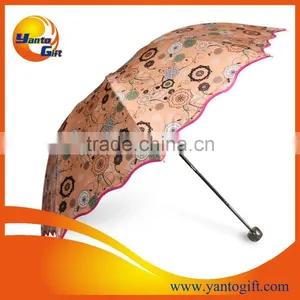 Custom Pink Color Three Folds Umbrella for Promotion thumbnail-3