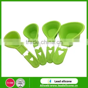 4 Pcs in a Set Silicone Measuring Cup With Handle Measuring Spoon thumbnail-1