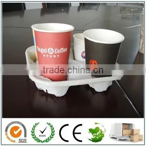 Environmentally Friendly Molded Pulp Cup Carrier/Cup Tray/Colorful Cup Carrier With Paper Cup thumbnail-1