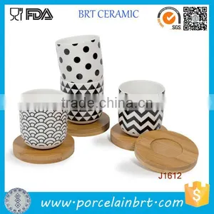 Ceramic Simple Cup With Bamboo Coaster thumbnail-1