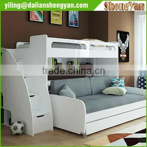 Kids Wooden Furniture Transitional Bunk Bed With Table thumbnail-1