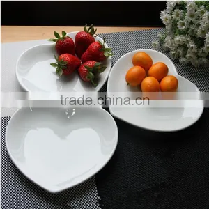 Personalized Special White Hotel Porcelain Dish Plate With Heart Shape thumbnail-1