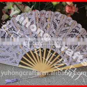 Wholesale 27cm Wedding Purple Lace Wedding Fans thumbnail-1