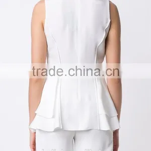 Best Selling Girls White Double Layered Ruffle Blouse Cheap Price thumbnail-2