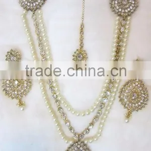 PEARL Gold Plated Necklace EARRING Set thumbnail-1