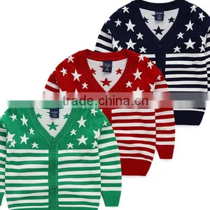 Custom Varsity Star Knitt Pattern Kids Cardigan Sweater thumbnail-1