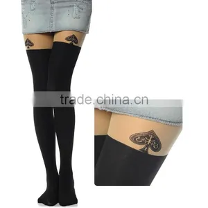 Cat Tower Tattoo Socks Sheer Pantyhose Girls Sexy Foot Stockings18842 thumbnail-6