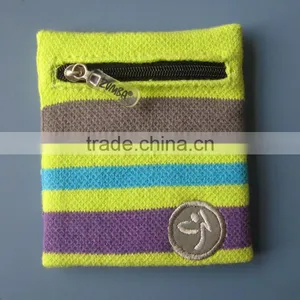 Cheap Multi Color Custom Embroidered Sweatbands With Zipper Pocket thumbnail-1