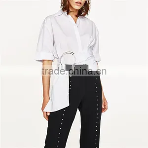 Breathable Black Pearl Studded Dress Black Pants With Slits thumbnail-2