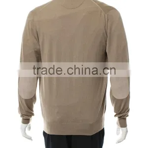 High Quality Light Weight Knitted Yellow Button-Closured Cashmere Sweater Men With Sleeve Patches thumbnail-3