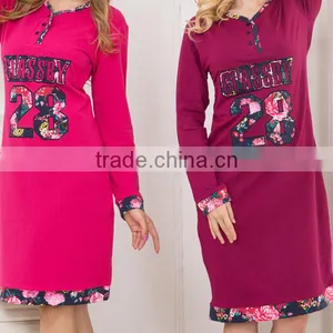 TOP DESIGN WINTER ARABIC COUPLE NIGHTGOWNS FOR BEAUTIFUL WOMEN THICK POLYESTER COTTON O-NECK WITH BUTTON STYLE NIGHTGOWNS thumbnail-2